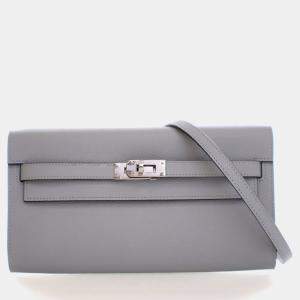 Pre Owned Hermes Bleu Glacier Epsom Kelly To Go Wallet