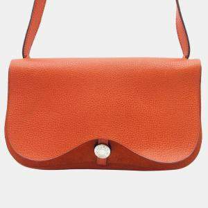 مملوكة مسبقًا Hermes Orange Vache Liege and Toile Sac Colorado PM