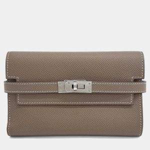 Pre Owned Hermes Brown Leather Kelly Medium Wallet (Y)