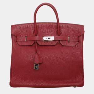Pre Owned Hermes Birkin Fjord Leather Rouge 32 HAC Bag