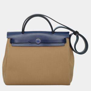 مملوكة مسبقًا Hermes Military Toile Vache Hunter Herbag Zip Retourne 31 PM