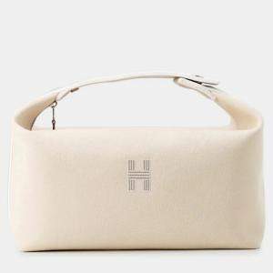 Pre Owned Hermes Brid A Black Beige Canvas Size GM