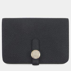 Pre Owned Hermes Dogon Compact Blue Indigo Togo Leather