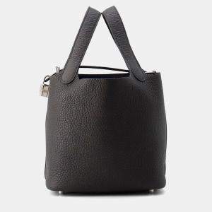 Pre Owned Hermes Picotin Lock Pull Noir Taurillon Clemence Size Pm