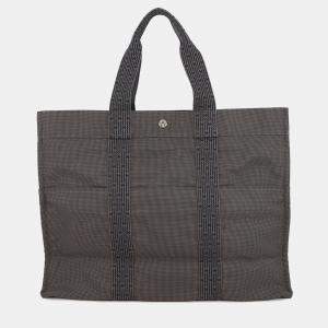 Pre Owned Hermes Her Line Tote Gray Canvas Size Gm