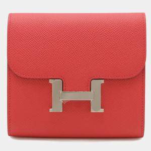 Pre Owned Hermes Constance Compact Bi-Fold Wallet Epsom Leather Fuchsia Pink