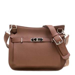 Pre Owned Hermes Gold/Bordeaux Clemence Leather Jypsiere 28 Bag