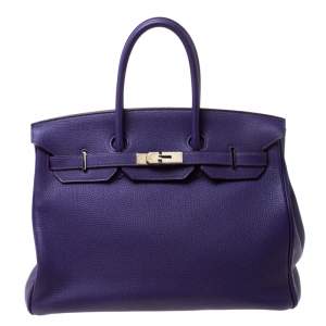 Hermes Ultraviolet Togo Leather Palladium Hardware Birkin 35 Bag