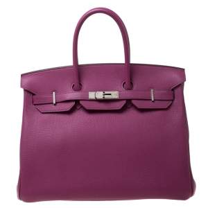 Hermes Tosca Togo Leather Palladium Hardware Birkin 35 Bag