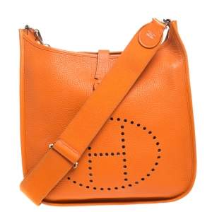 Pre Owned Hermes Feu Togo Leather Evelyne III PM Bag