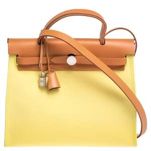 Hermes Natural/Soufre Canvas and Leather Herbag Zip 31 Bag