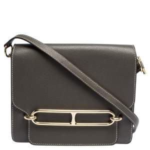 Pre Owned Hermes Etoupe Evercolor Leather Roulis 23 Bag