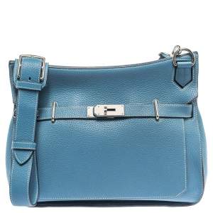 Pre Owned Hermes Blue Jean Togo Leather Palladium Hardware Jypsiere 34 Bag