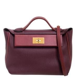 Pre Owned Hermes Bordeaux/Rouge H Togo and Sombrero Gold Hardware 24/24 29 Bag 