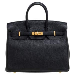 Hermes Black Togo Leather Birkin 25 Bag