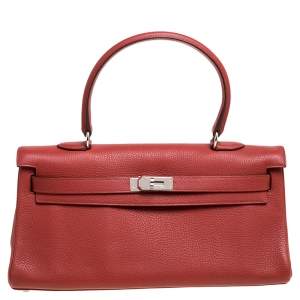 Hermes Sanguine Taurillon Clemence Leather Palladium Hardware Shoulder Kelly 42 Bag
