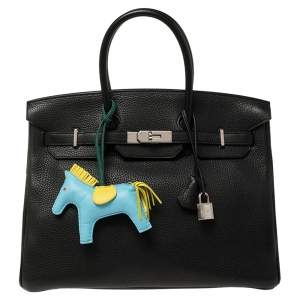 مملوكة مسبقًا Hermes Noir Togo Leather Palladium Hardware Birkin 35 Bag