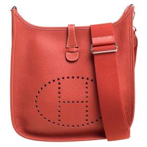 Pre Owned Hermes Cuivre Togo Leather Evelyne III PM Bag