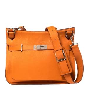 Pre Owned Hermes Orange Clemence Leather Palladium Hardware Jypsiere 34 Bag