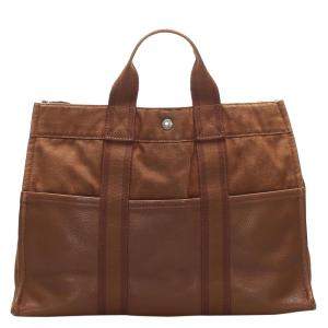 مملوكة مسبقًا Hermes Brown Canvas  Fourre Tout MM Bag