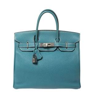 Hermes Blue Jean Clemence Leather Ruthenium Hardware Hac Birkin 28 Bag