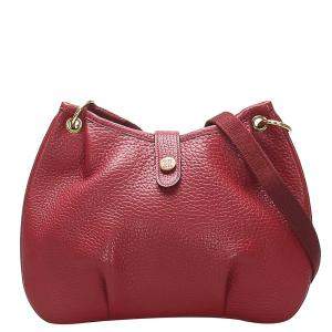 Pre Owned Hermes Red Leather Rodeo Bag