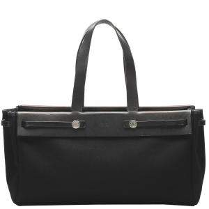 Pre Owned Hermes Black Toile Canvas Herbag Cabas MM Bag