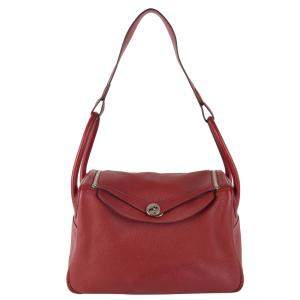 مملوكة مسبقًا Hermes Red Clemence Leather Lindy 34 Bag