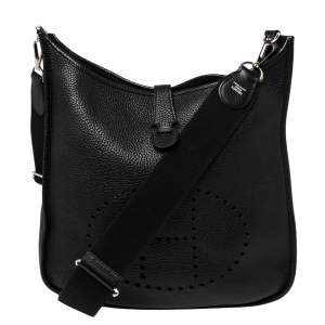 Pre Owned Hermes Black Togo Leather Evelyne III GM Bag