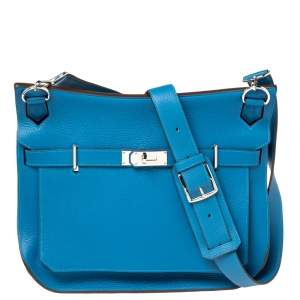 Pre Owned Hermes Blue Zanzibar Togo Leather Palladium Hardware Jypsiere 37 Bag