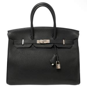 Hermes Black Togo Leather Palladium Hardware Birkin 35 Bag