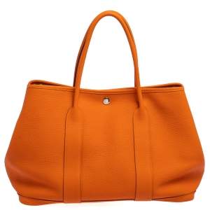 Pre Owned Hermes Orange Negonda Leather Garden Party 36 Bag