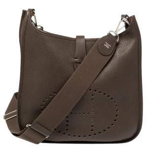 Pre Owned Hermes Cacao Togo Leather Evelyne III GM Bag