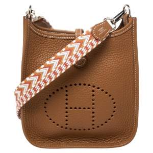 Pre Owned Hermes Gold Clemence Leather Evelyne TPM Bag