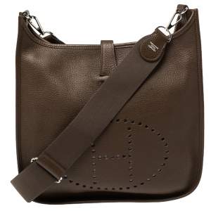 Pre Owned Hermes Cacao Togo Leather Evelyne III GM Bag