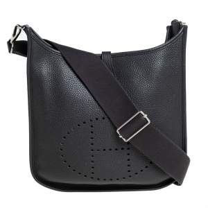 Pre Owned Hermes Prunoir Taurillon Clemence Leather Evelyne III PM Bag