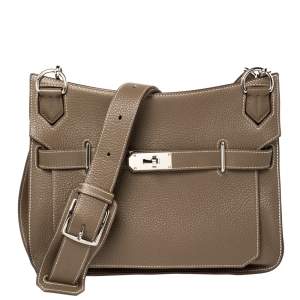 Pre Owned Hermes Etoupe Taurillon Clemence Leather Palladium Hardware Jypsiere 31 Bag