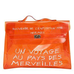 Hermes Orange Vinyl Kelly Tote Bag