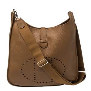 Pre Owned Hermes Alezan Taurillon Clemence Leather Evelyne III TGM Bag