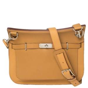 Pre Owned Hermes Natural Sable/Ocre Swift and Togo Leather Jypsiere 28 Bag