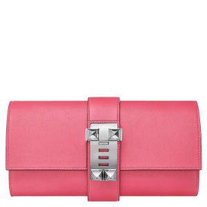 Pre Owned Hermès Pink Leather Medor Clutch Bag