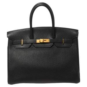 Hermès Black Togo Leather Gold Finished Birkin 35 Bag