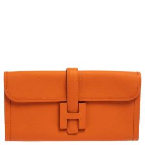 Hermes Orange Epsom Leather Elan Jige 29 Clutch