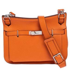 Pre Owned Hermes Orange Taurillon Clemence Leather Palladium Plated Jypsiere 28 Bag