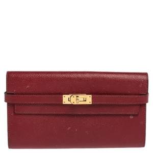 Hermes Ruby Epsom Leather Kelly Classic Wallet