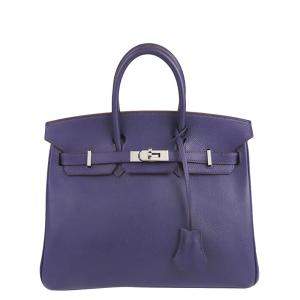 Hermes Purple Epsom Leather Palladium Hardware Birkin 25 Bag