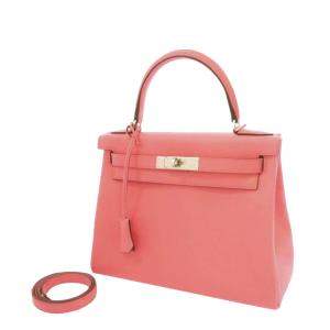 Hermes Pink Clemence Leather Palladium Hardware Kelly 28 Bag