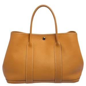 Pre Owned Hermes Natural Fjord Leather Garden Party 36 Bag