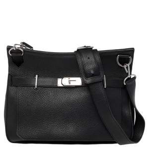 Pre Owned Hermès Noir Taurillon Clemence Leather Palladium Plated Jypsiere 34 Bag