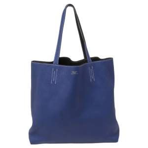 Pre Owned Hermes Bleu Electrique/Graphite Taurillon Clemence Double Sens 45 Bag